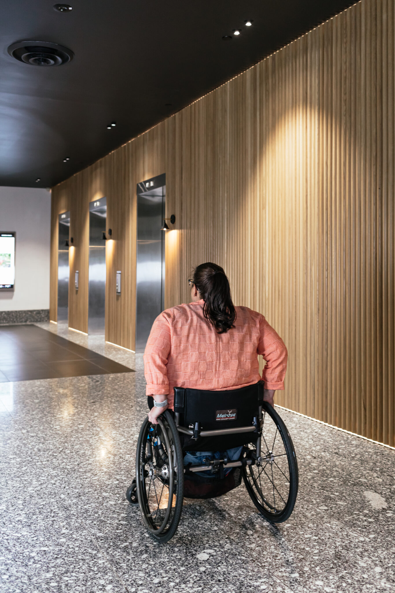 Women sitting on a wheelchair